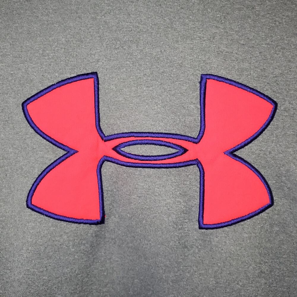 Under Armour Storm Hoodie Womens XS Gray Pink Logo Pullover Sweatshirt - Picture 3 of 5